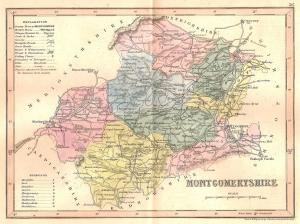 Montgomeryshire Wales antique map 1845
