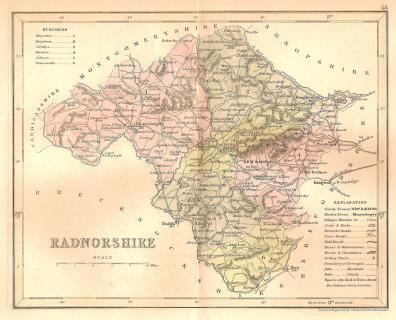 Radnorshire Wales antique map