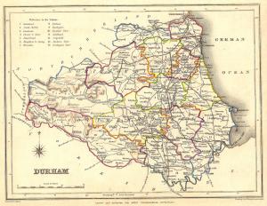 County Durham antique map published c.1835.  3
