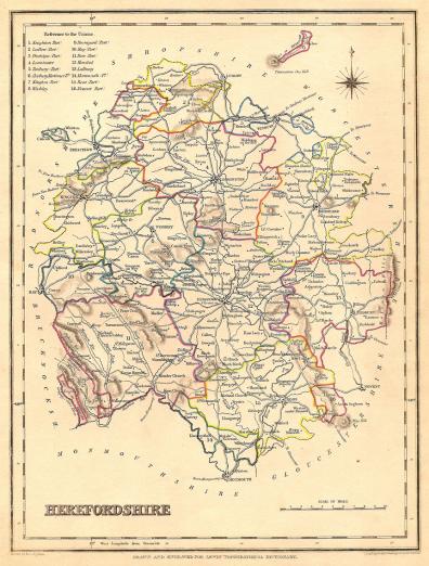 Herefordshire antique map published 18353