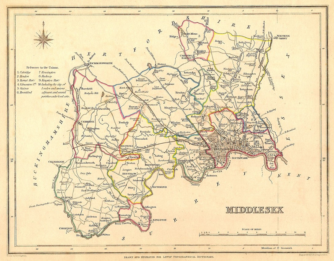 antique map of Middlesex