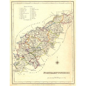 Northamptonshire original antique map published 1835