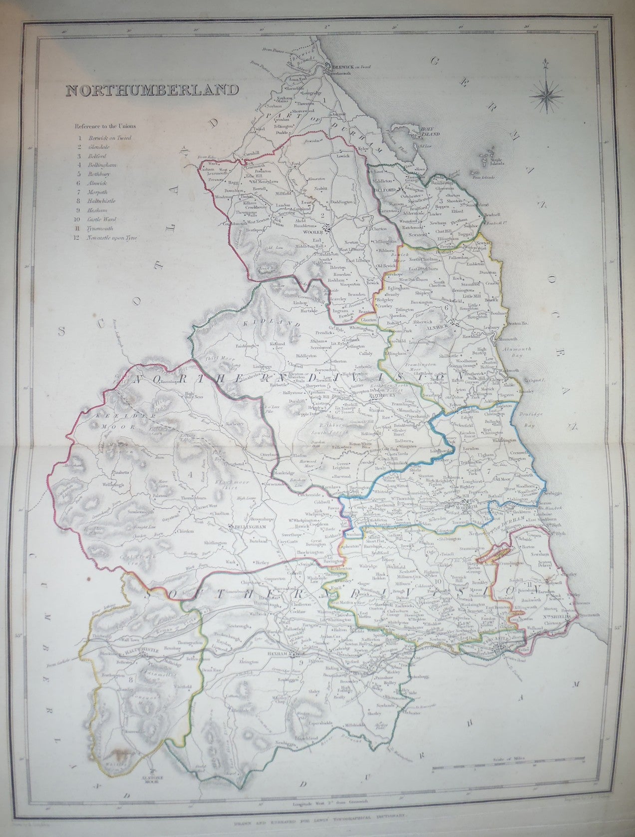antique map of Northumberland