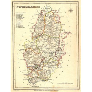 Nottinghamshire antique map published 1835