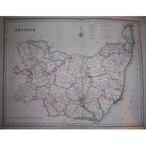 Suffolk parliamentary boundaries antique map published  1835 3