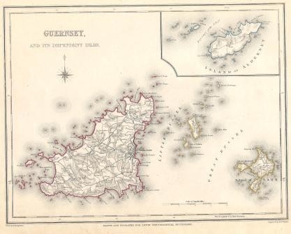 Guernsey & Dependent Isles antique map 1831