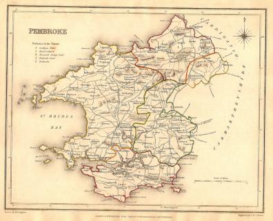 Pembroke Wales antique map published 1835