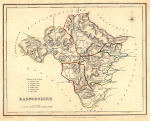Radnorshire Powys Wales antique map 1835