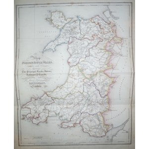 Wales Cymru 1835 antique map