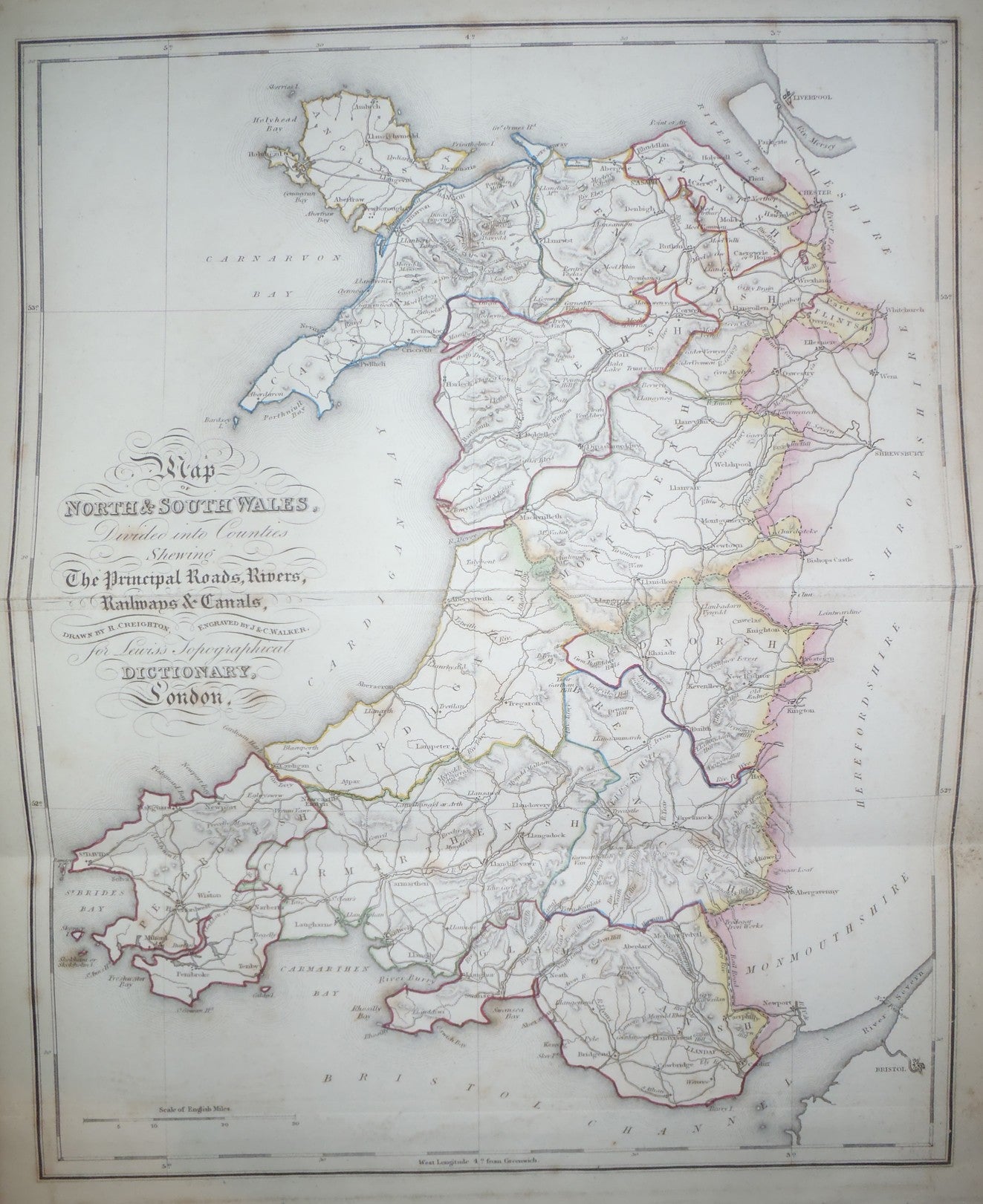 Wales Cymru 1835 antique map