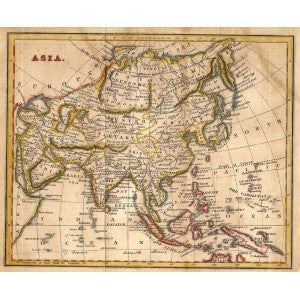 Asia original antique map published 1826