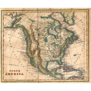 North America antique map 1826