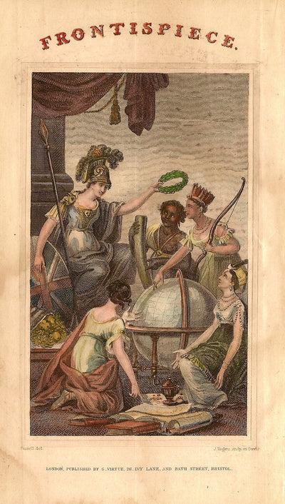 Universal Gazetteer frontispiece “Britannia greets the continents”