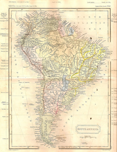 South America antique map