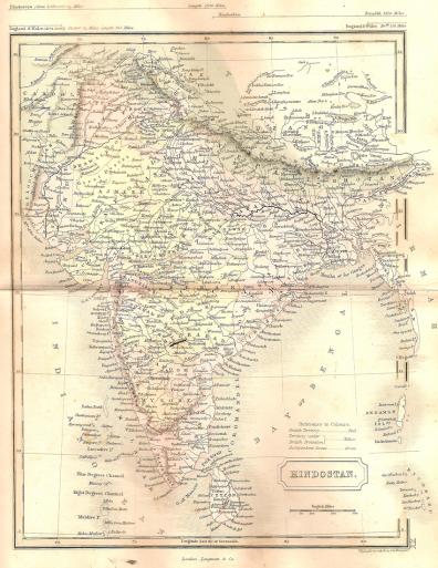 India Hindoostan antique map 1862