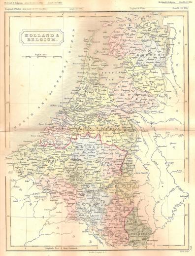 Holland Belgium antique map published 1862