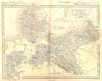 Prussia Denmark antique map 1862