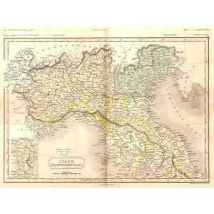 Italy Northern Part antique map 1862