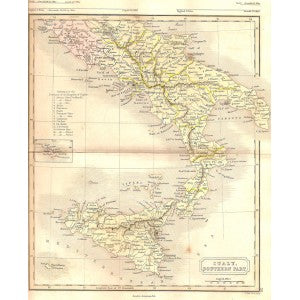 Italy antique map Southern Part  1871