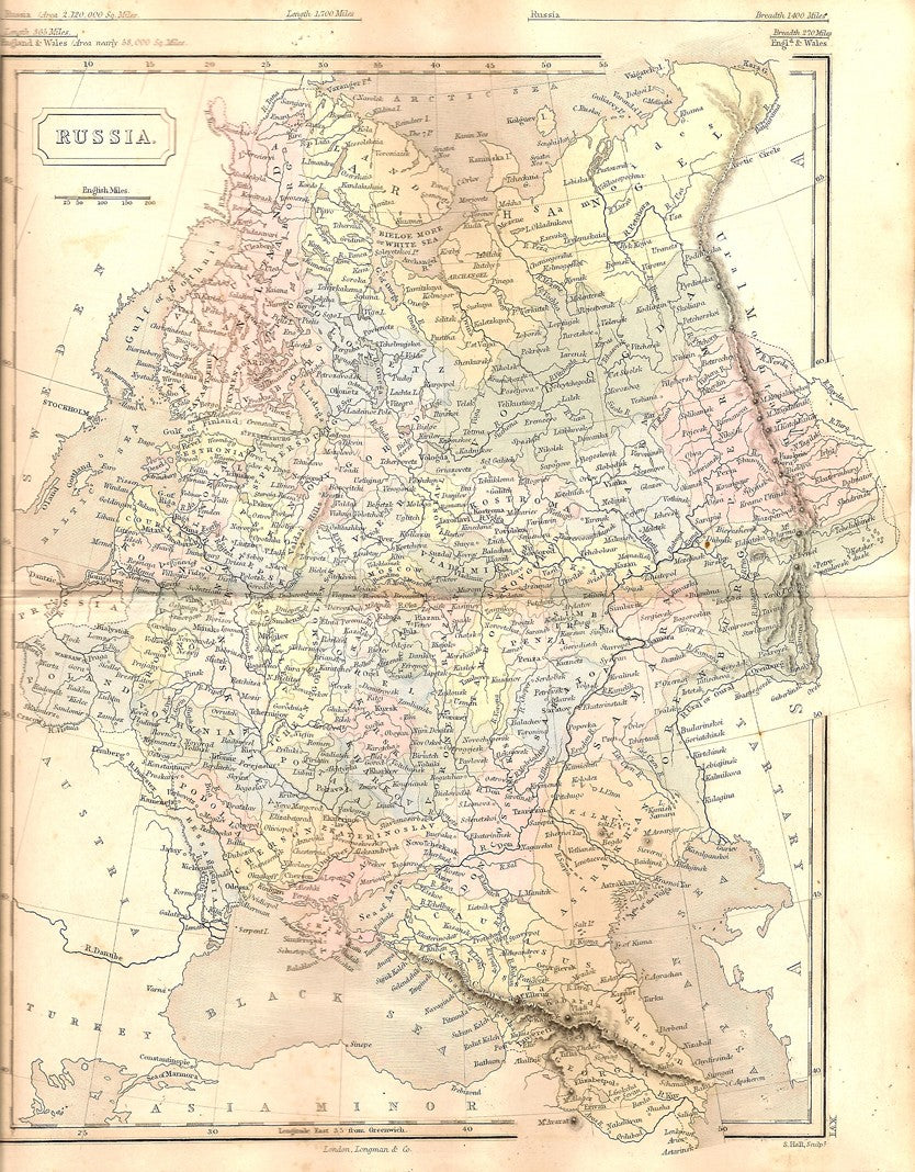 Russia antique map 1871