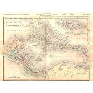 West Indies and Central America antique map