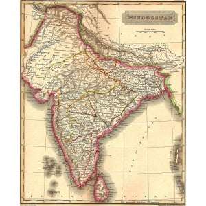 India Hindoostan antique map