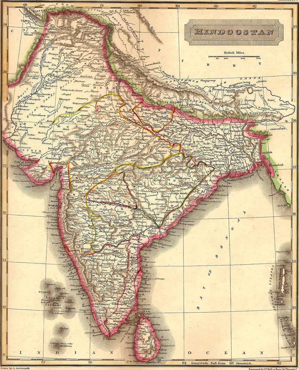 India Hindoostan antique map