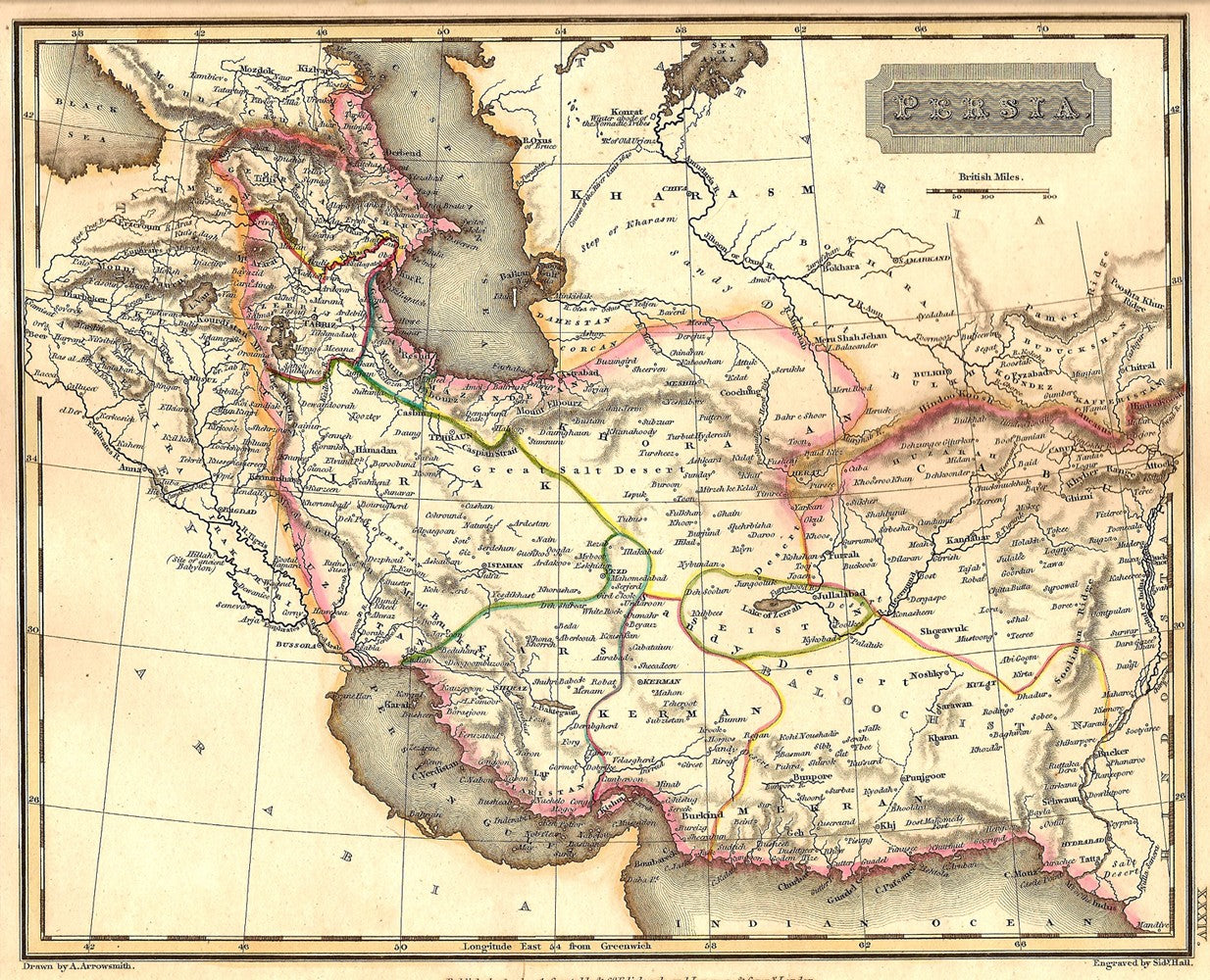 Persia Iran antique map 1829