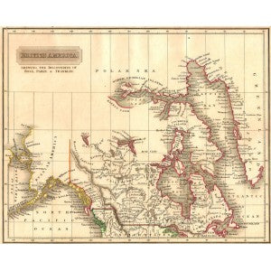 America British discoveries of Ross, Parry &amp; Franklin antique map 1829