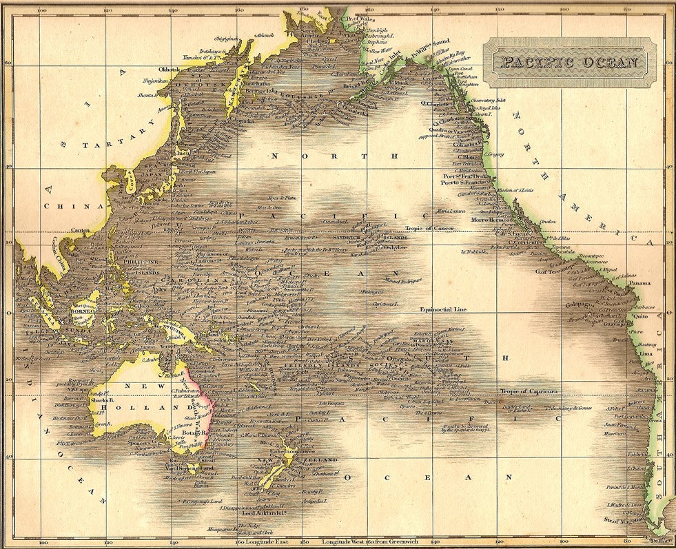 Pacific Ocean antique chart