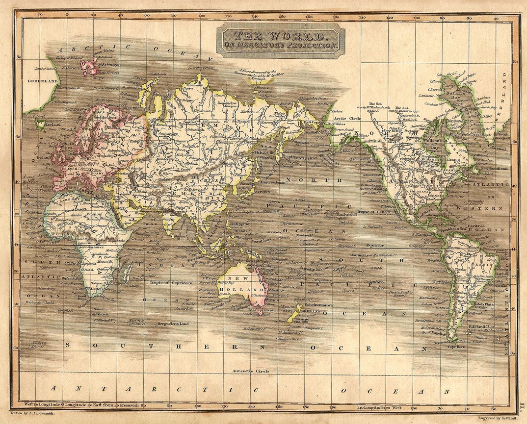 World Mercator's Projection antique map