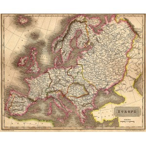 Europe antique map published by A. Arrowsmith 1829