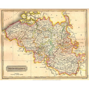Netherlands antique map 1829
