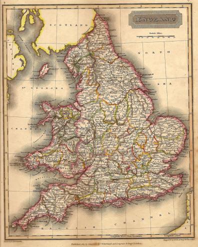 England and Wales antique map 1829