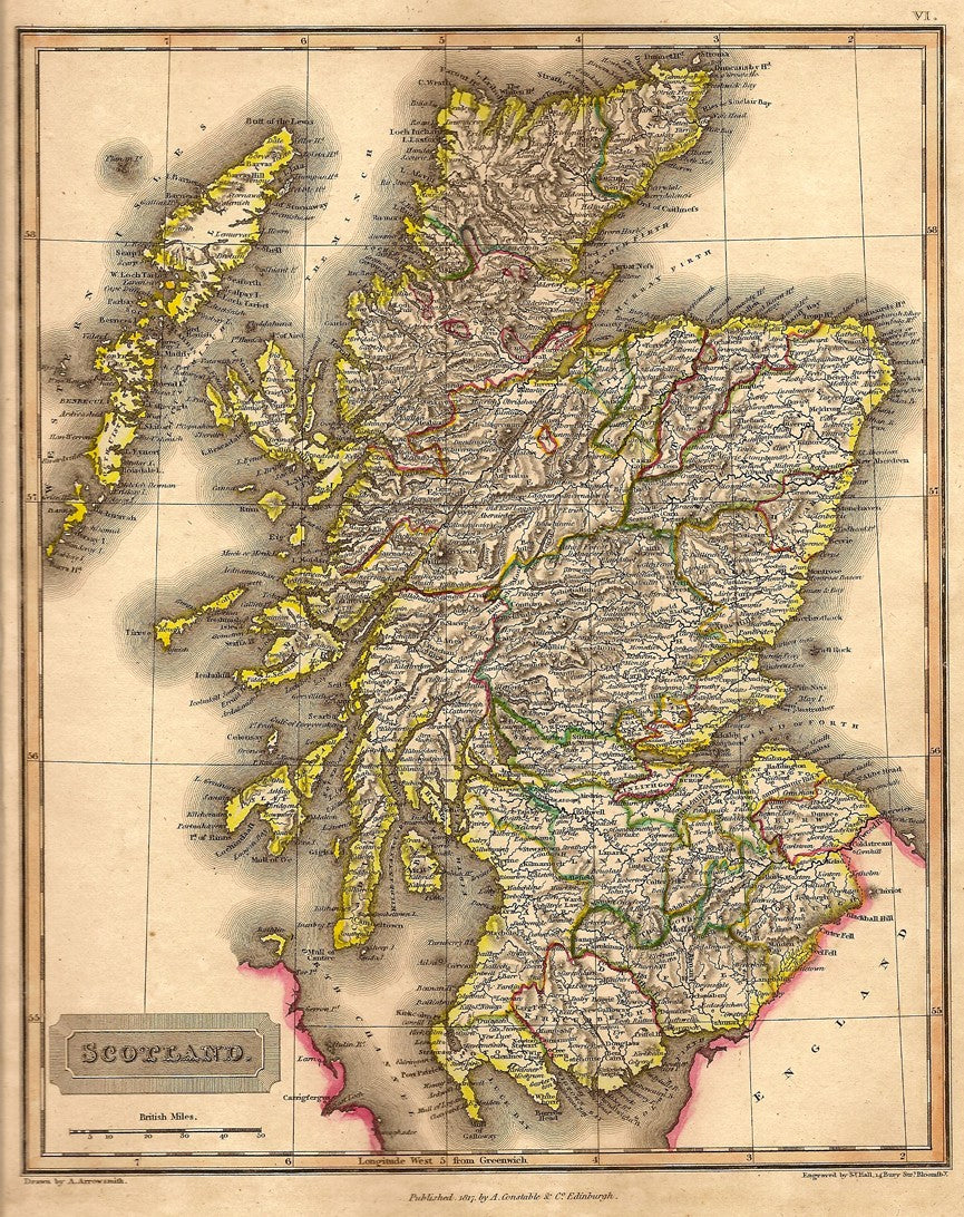 Scotland antique map 1829