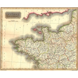 France North West antique map