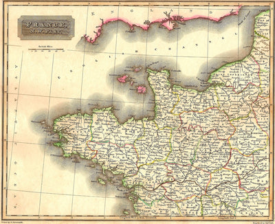 France North West antique map