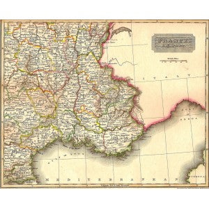 France South East antique map 1829