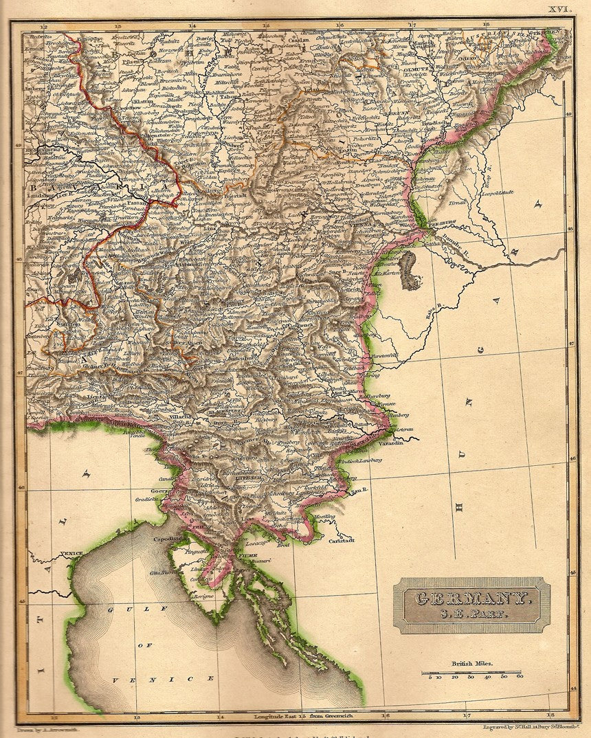 Germany South East antique map