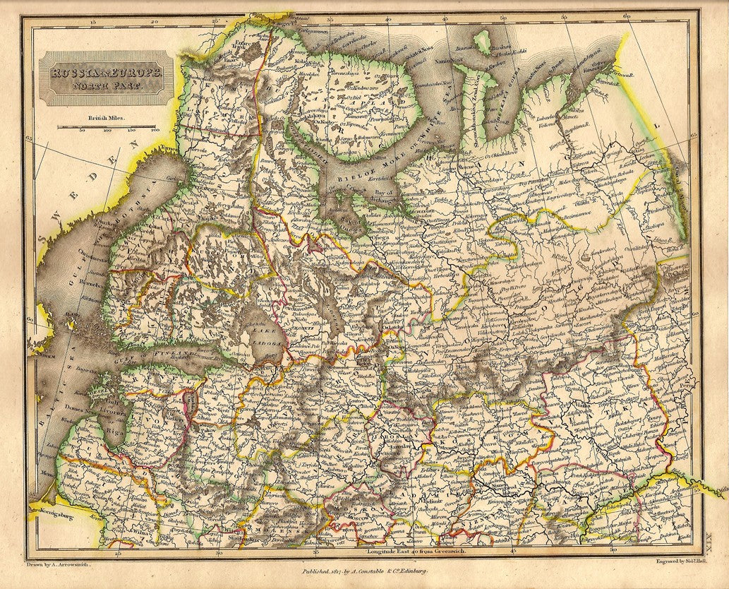 Russia in Europe antique map 1829