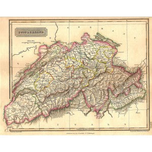 Switzerland antique map published 1829