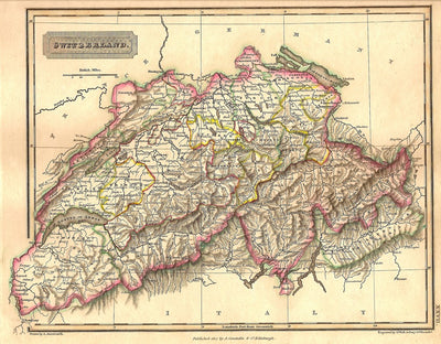 Switzerland antique map