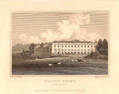 Woburn Abbey Bedfordshire antique print 1847