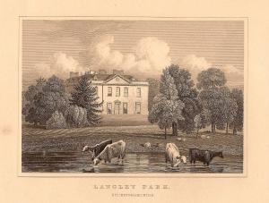 Langley Park Buckinghamshire antique print 1847