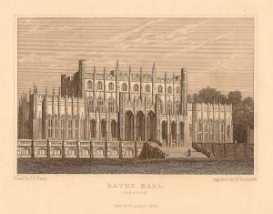 Eaton Hall Cheshire antique print 1847