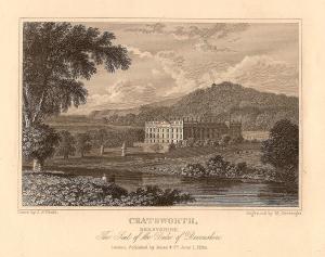 Chatsworth House Derbyshire antique print