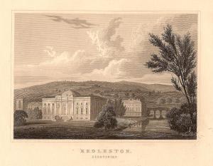 Kedleston Hall Derbyshire antique print 1847