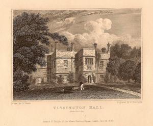 Tissington Hall Derbyshire antique print