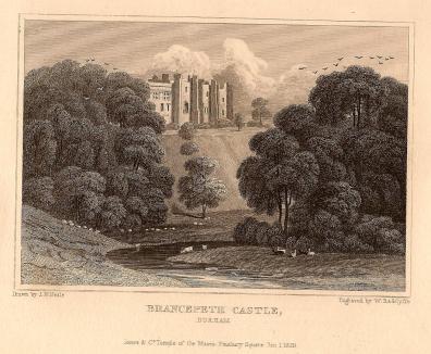 Brancepeth Castle County Durham antique print