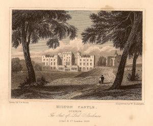 Hilton Castle Durham antique print 1847